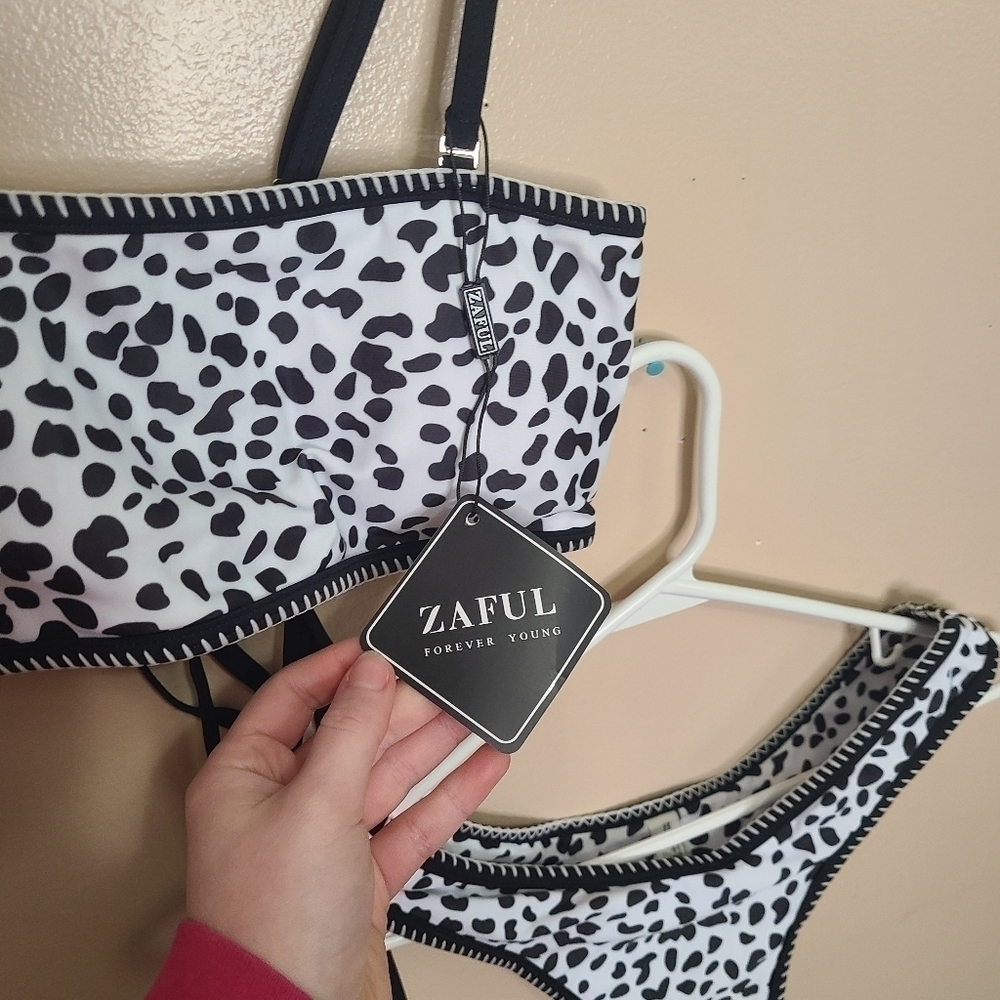 NWT Zaful Dalmation Print Two Piece Swimsuit - Picture 5 of 10